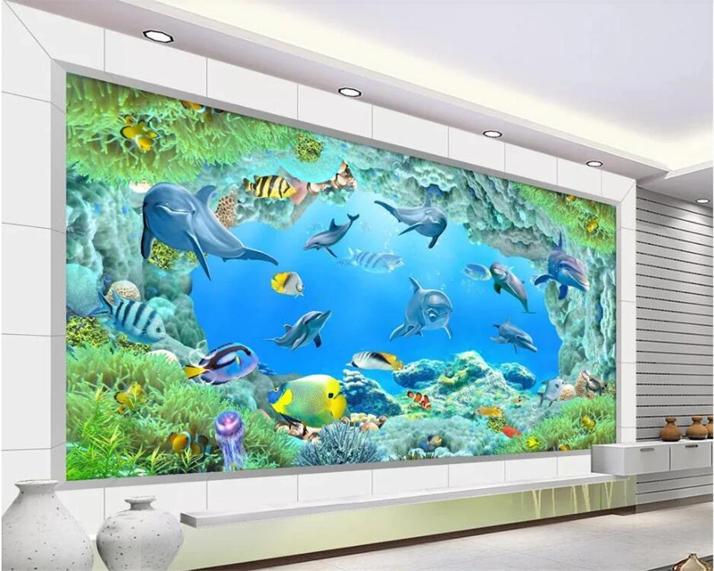 Пользовательские обои 3d фрески Ультра Прозрачный подводный мир ТВ Фон Стена