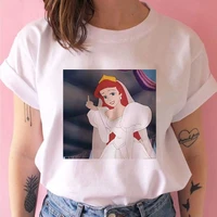female summer new fashion short sleeve tshirts cute disney princess graphic printed women t shirt girls cartoon tops tee goth