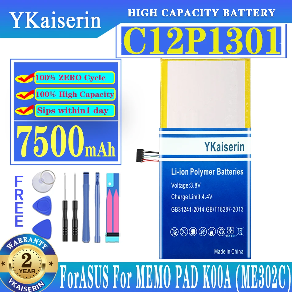 

YKaiserin Battery C12P1301 For ASUS For MEMO PAD K00A (ME302C) For MemoPad 10.1" TF303K 1B014A Batteria + Free Tools