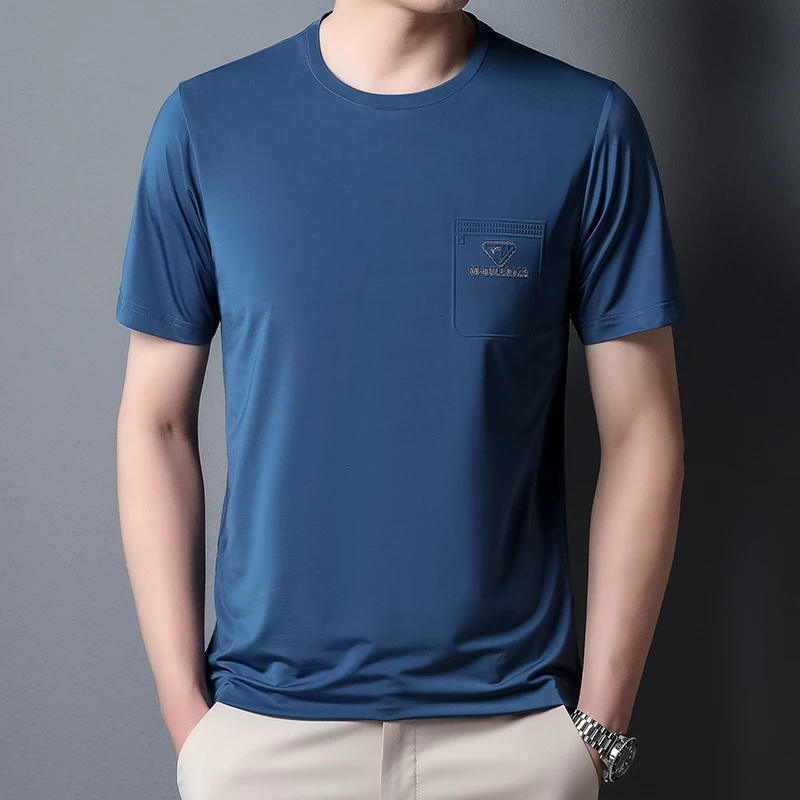 

CASUMANL Fashion T Shirts Men Summer O-Neck Casual Loose Short Sleeve T-shirt Men Solid Color Daily Work Tshirts Men Clothing