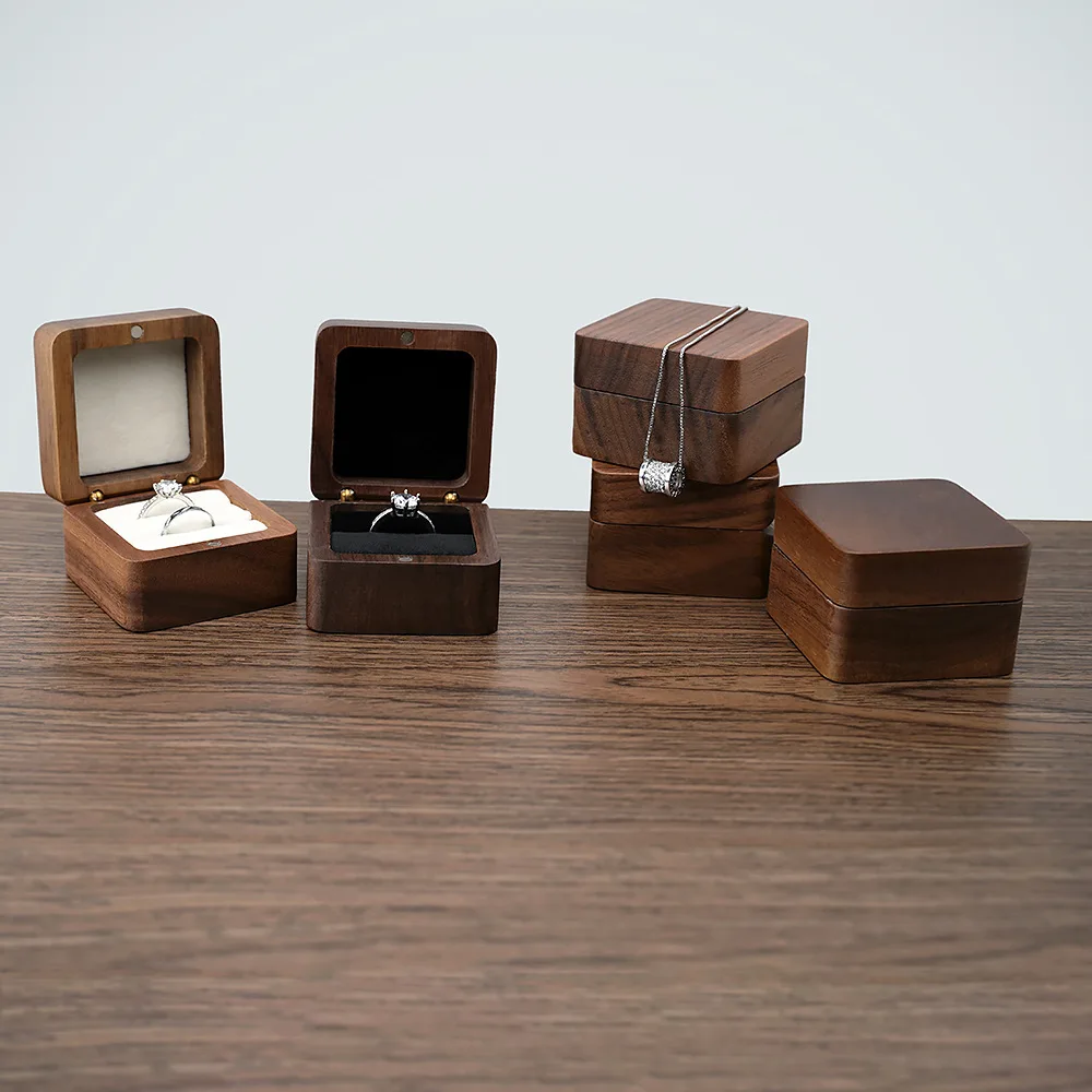 Wooden Jewelry Box Portable Travel Ring Earring Necklace Pendant Wedding Storage Box Souvenir Wholesale Customized