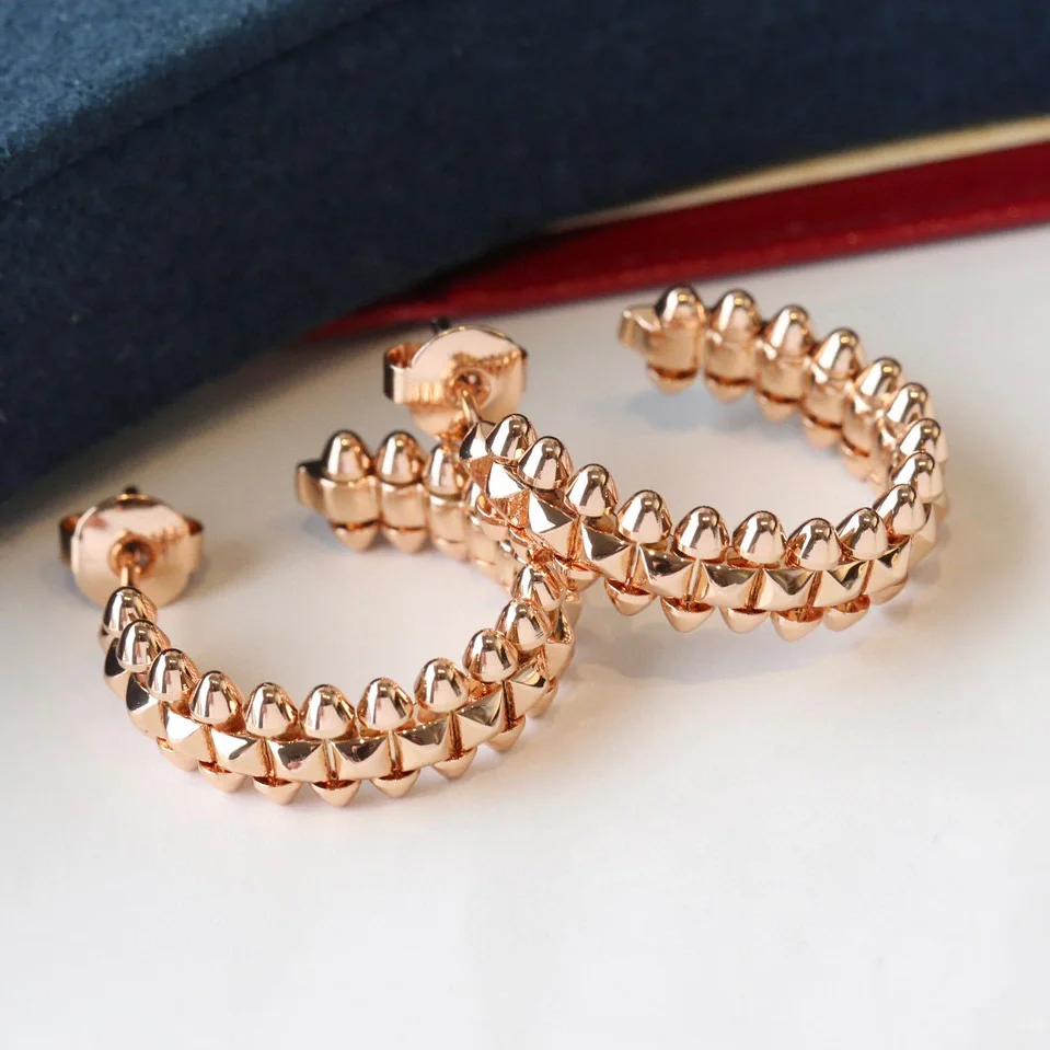 

High Qulity Classic 925 Sterling Silver Rivets Ear Studs 2022 New European Famous Brand Earrings For Women Jewelry Gift