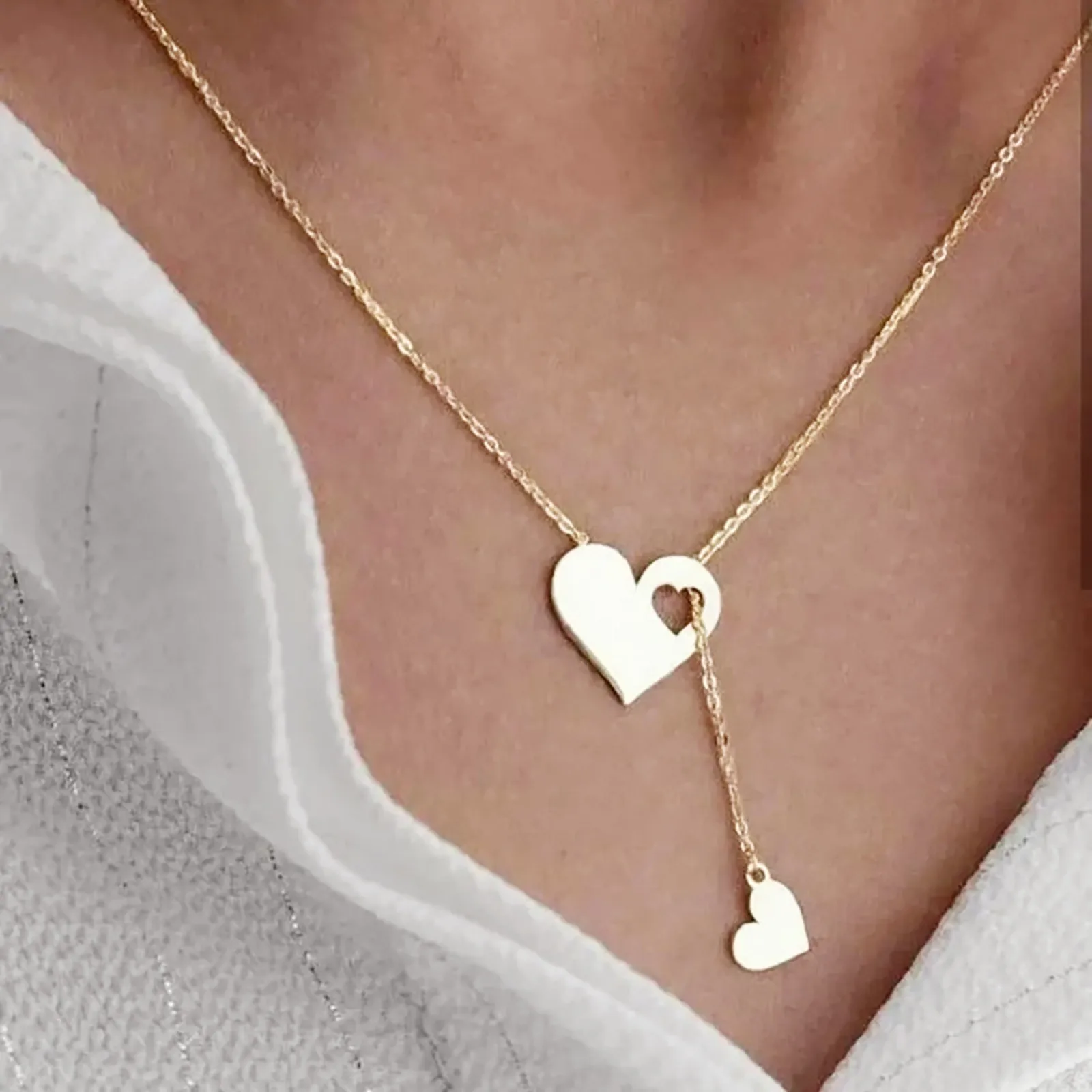 Heart Pendant Necklace For Girls Women Friends Distance Custom Locket Pearl Necklace Choker with Charm Name Choker Necklace images - 6