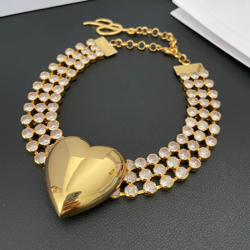 

Timeless Wonder Fancy Zirconia XL Heart Statement Necklace for Women Designer Jewelry Goth Runway Rare Punk Top Trendy Mix 2625