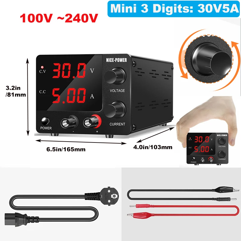 

100V-240V Mini Digital 30V5A Encoder Adjustment Laboratory DC Power Supply 0-30V 0-5A Voltage Current Regulator For Repair Phone