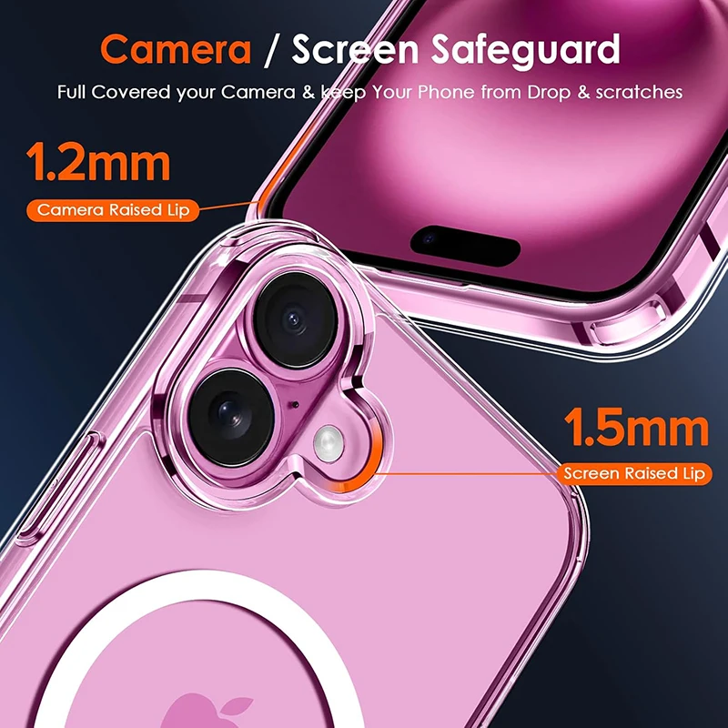 Магнитный чехол для iPhone 16, 15, 14, 13, 12, 11 Pro Max Plus Mini для Magsafa, беспроводная зарядка, гибридный жесткий чехол для ПК, силиконовый чехол 1 (art.: 3920ca77cef34) - 3920ca77cef34