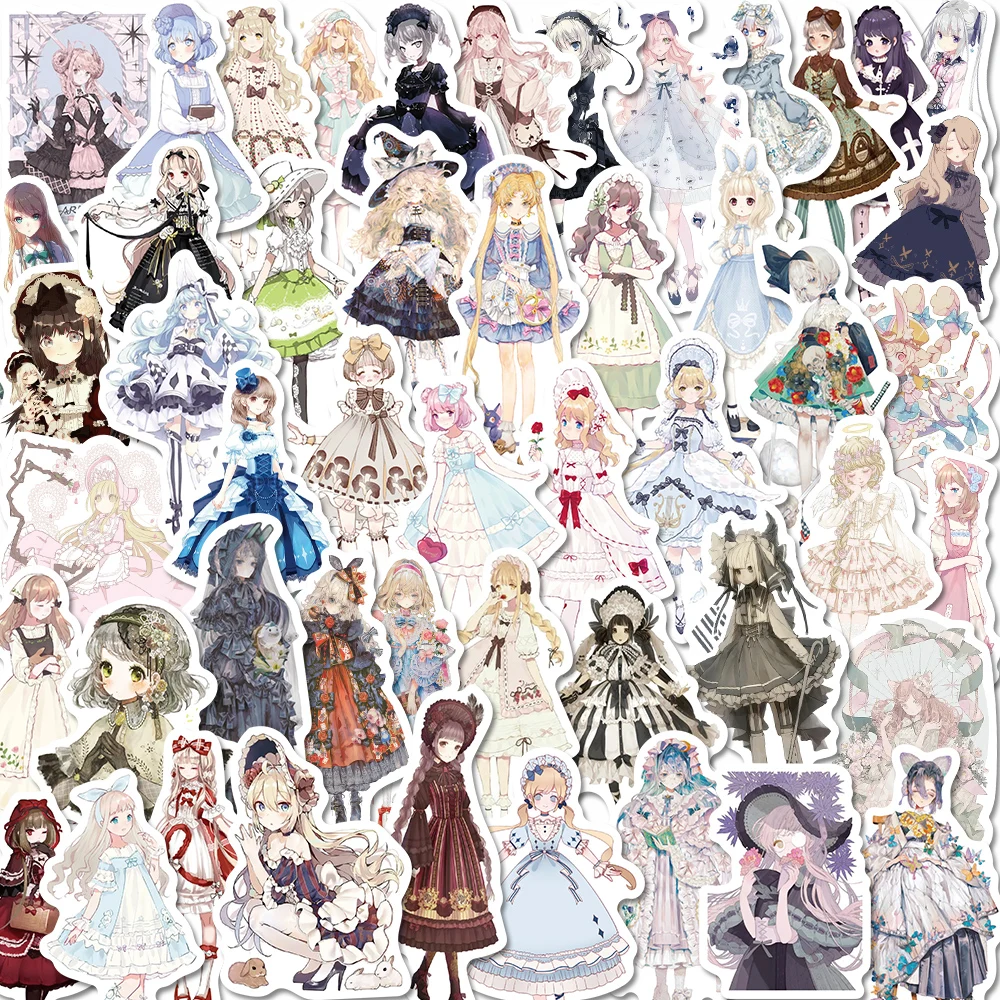 

10/25/50pcs Goth Girl Lolita Girl Stickers lolita dress lolita dress graffiti Sticker for DIY Luggage Laptop Motorcycle Sticker