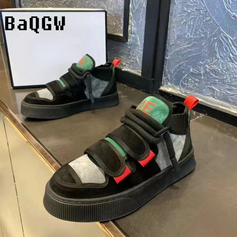 Кроссовки мужские высокие дизайнерская повседневная обувь модные кеды с цветным