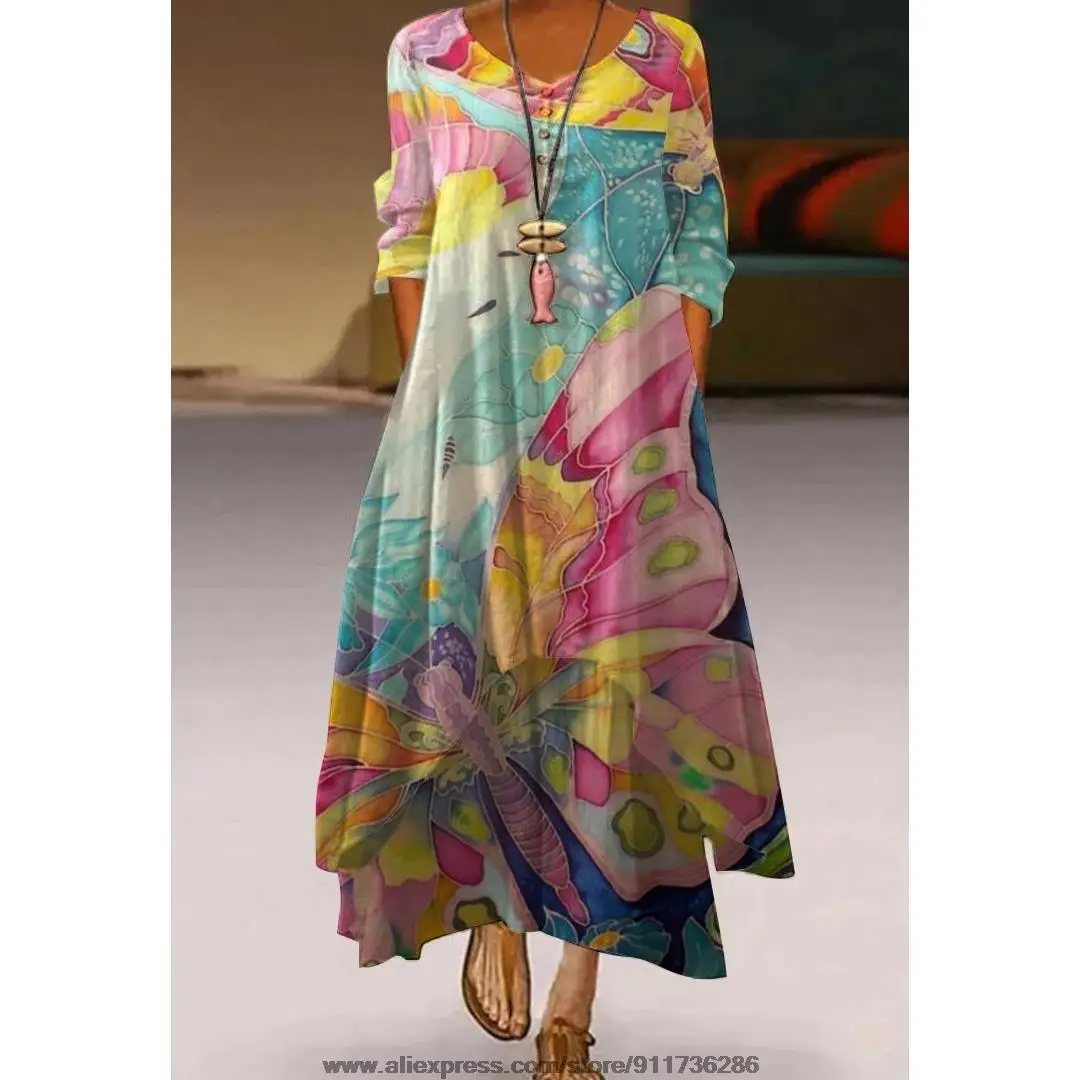 Женское платье-миди с цветочным принтом желтое вечернее для пляжа лето 2021 |