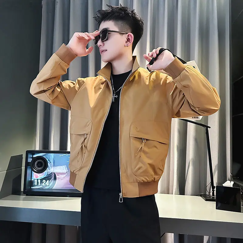 

Новинка 2023, мужские рабочие куртки, Модный повседневный Топ, мужское пальто, весна-осень, бейсбольная куртка-бомбер, верхняя одежда, мужские куртки Q617