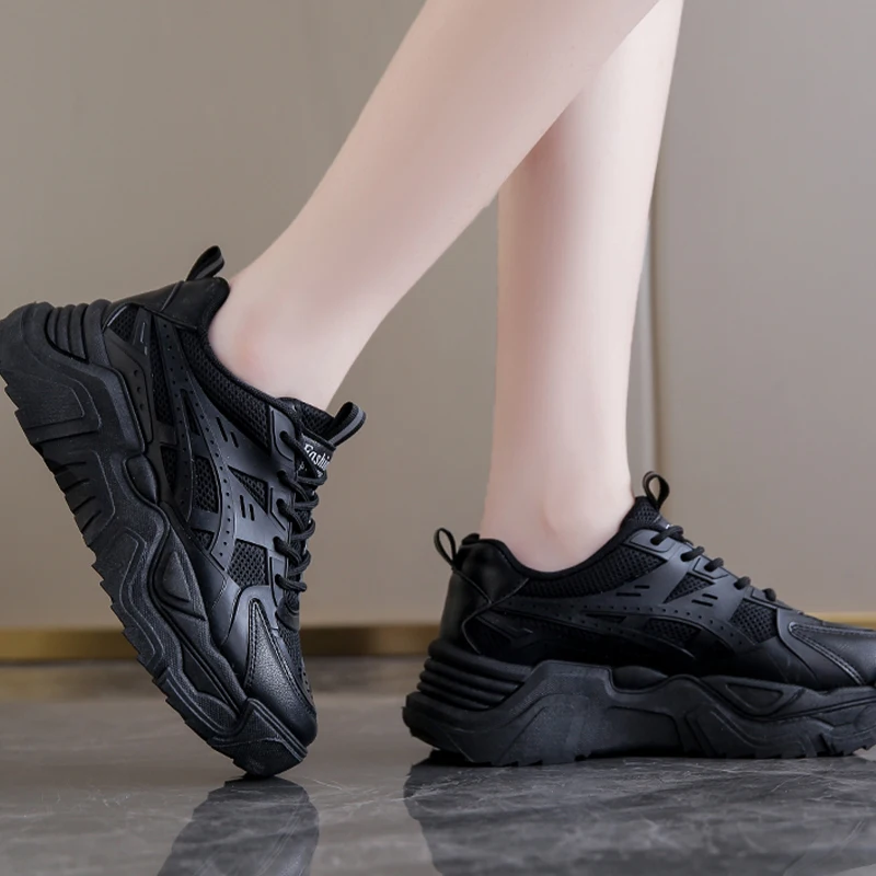 

Кроссовки женские сетчатые на среднем каблуке, Повседневные Дышащие Спортивные сандалии для бега, на платформе, для прогулок, осень 2022