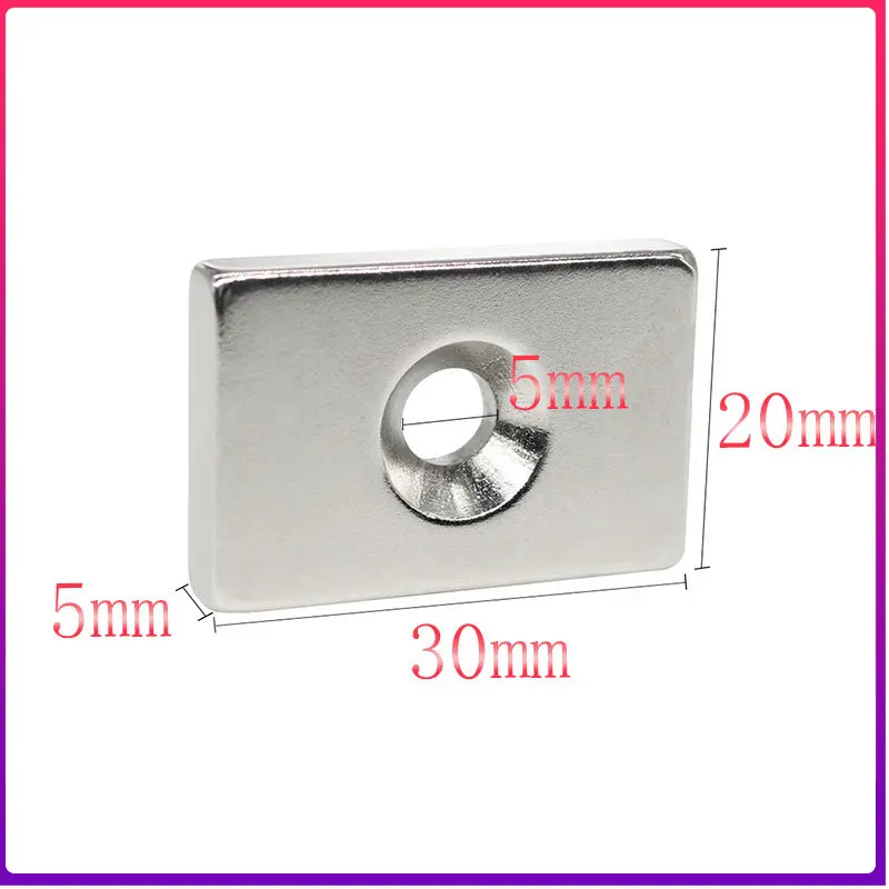 

2/5/10/15/20PCS 30*20*5-5mm Countersunk SquareMagnet 30x20x5-5mm Block Strong Hole 5mm Rare Earth Neodymium Magnet 30x20x5-5mm