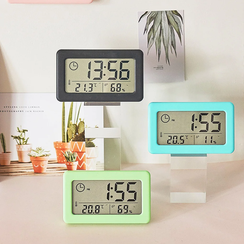  Alarm Clock Temperature LCD     Thermometer Hygrometer Bedroom Battery Operated Wall Time Date Calendar Office 