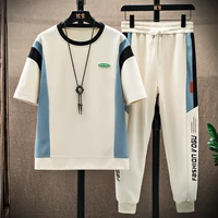 wafferts new summer mens short sleeved suit casual relaxed fashion mens summer pants suit
