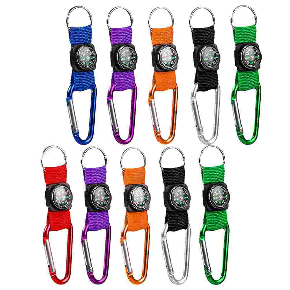 

10 Pcs Kids Outdoor Playset Carabiner Compass Keychain Camping Party Favors Pirate Bulk 15.5X3X2CM Keyring Hook Fabric Child