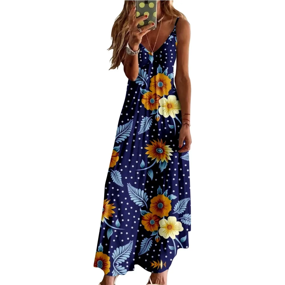 

Ell Women's Summer Dress Sexy One Shoulder Fashion Floral Cutout Long Beach Dress