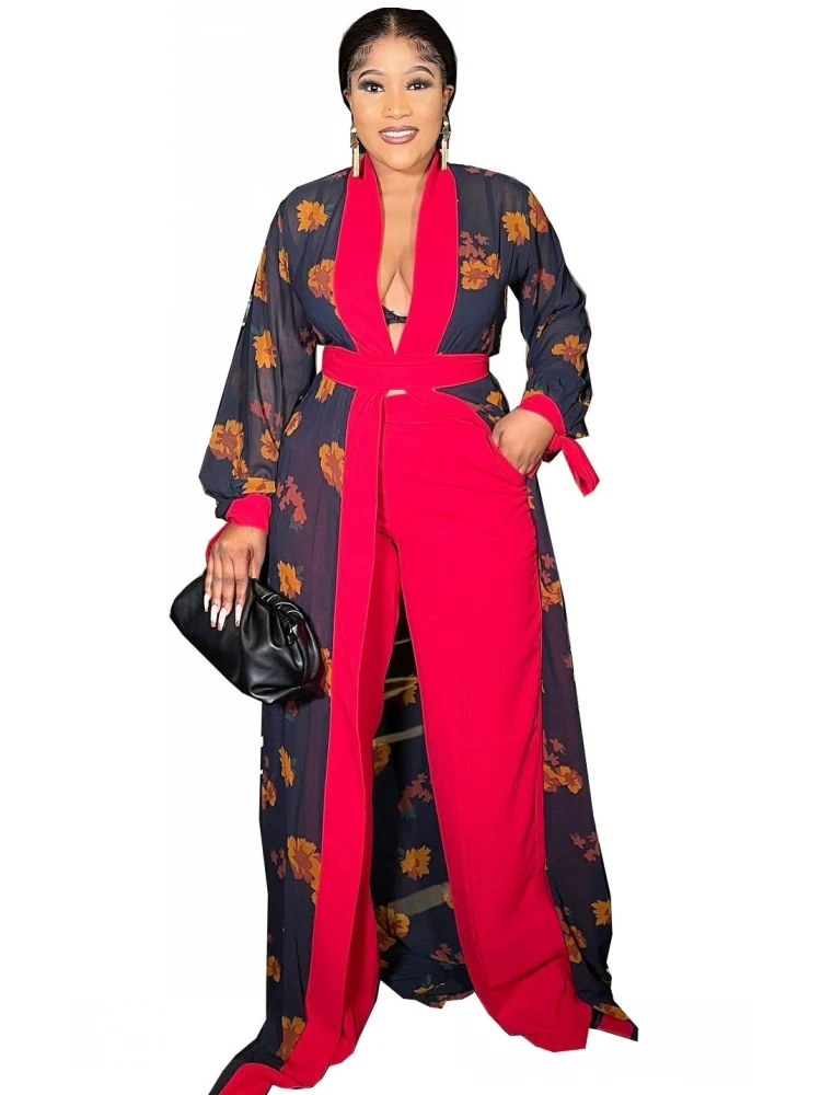 

2 Piece Set Matching Pant Sets Spring Autumn Women's Set Flower Print Long Sleeve Top Pants Suit Two Piece Set Tracksuit Outfits