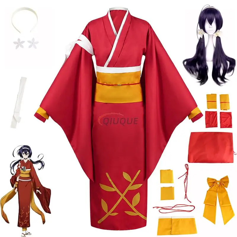 

Anime Bungo Stray Dogs Izumi Kyouka Cosplay Costume Kimono Outfits Wig Headwear Women Yukata Halloween Carnival Uniforms