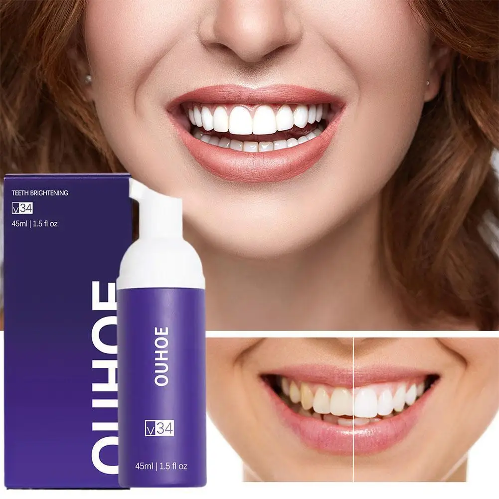 

45ML Tooth Cleaning Mousse Anti-Cavity Teeth Cleansing Breath Whitening Brightening Toothpaste Yellow Tartar Fresh Stains D0K5