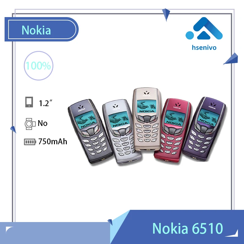 

Nokia 6510 refurbished-Original Unlocked Nokia 6510 2G GSM Unlocked Cheap Celluar Phone one year warranty Free Shipping
