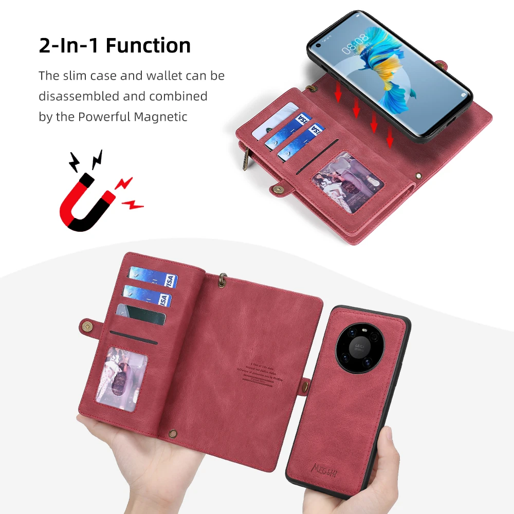 wallet shoulder bag phone case for huawei p20 p30 p40 mate20 mate30 mate40 pro lite free global shipping