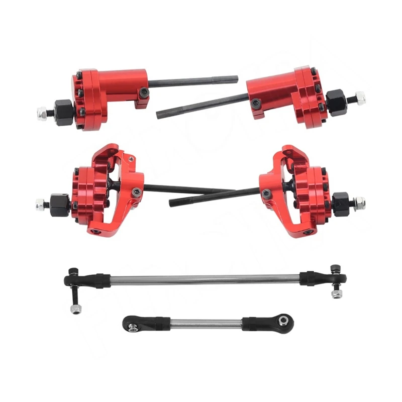 

NEW-2Pcs Aluminum Alloy Portal Axles With Steering Link For 1/10 RC Crawler Axial Upgrade Parts Red - Rear Axle & Front Axle