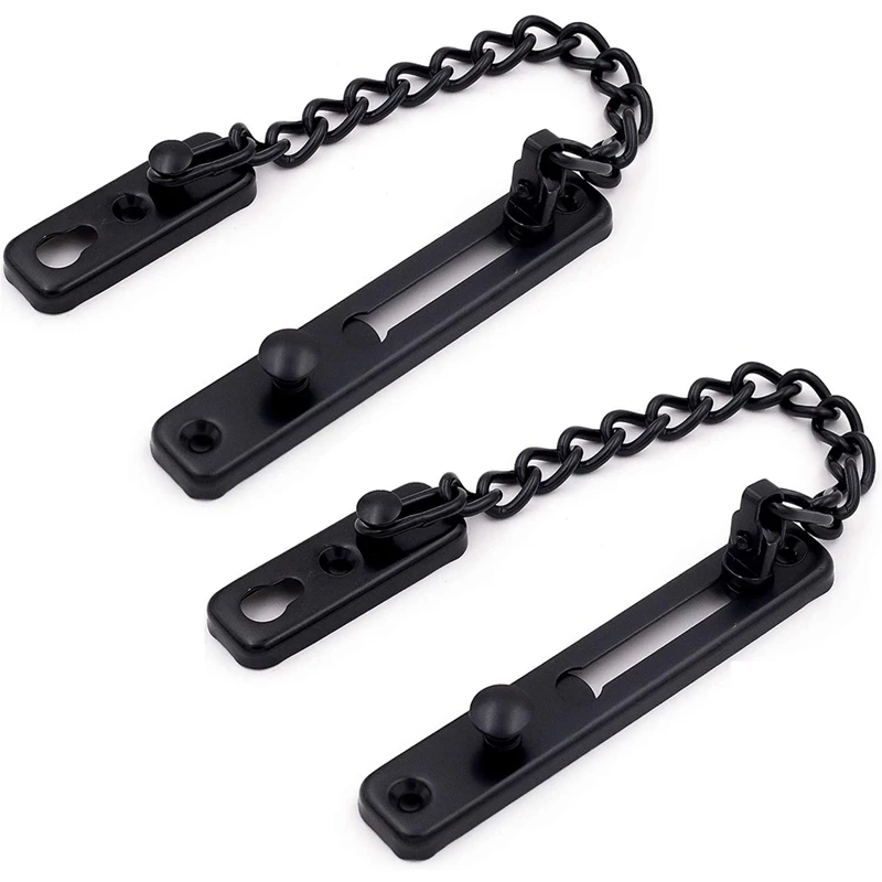 

2 Pack Door Chain Lock, Stainless Steel Security Chain Guard, Polished Door Latch With Screws, Black