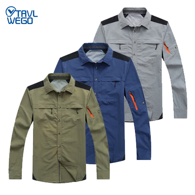 

TRVLWEGO Undies Quick Dry Fishing Clothes Suit Summer Sports Outdoor Blouse Cycling Detachable Men Breathable Anti UV Shirts