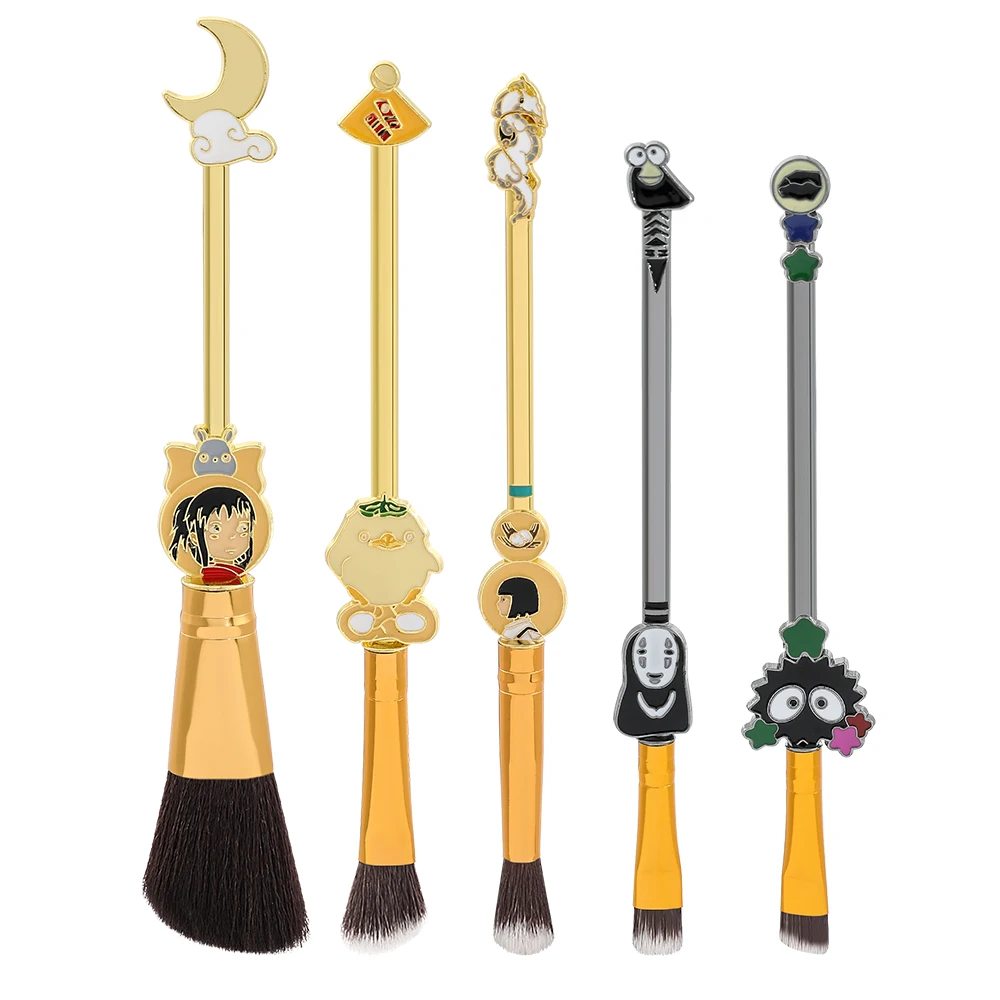 

5Pcs Anime Spirited Away Make Up Brush Set No Face Man Ogino Chihiro Foundation Blush Makeup Brush Woman Cosmetic Beauty Tools