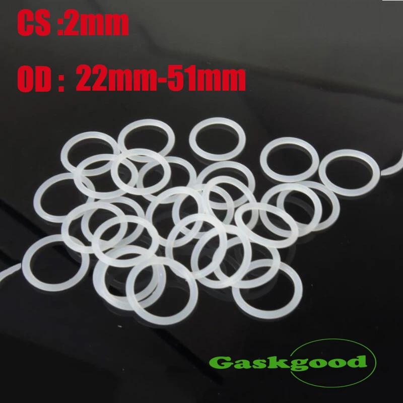 

10-20PC/lot White Silicone Ring Silicon/VMQ O Ring 2mm Thickness OD 22mm-51mm O-Ring Seal Rubber Gasket Washer