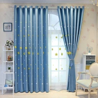 cartoon star embroidered curtains for childrens room white tulle window curtains for girls room blue blind drapes custom