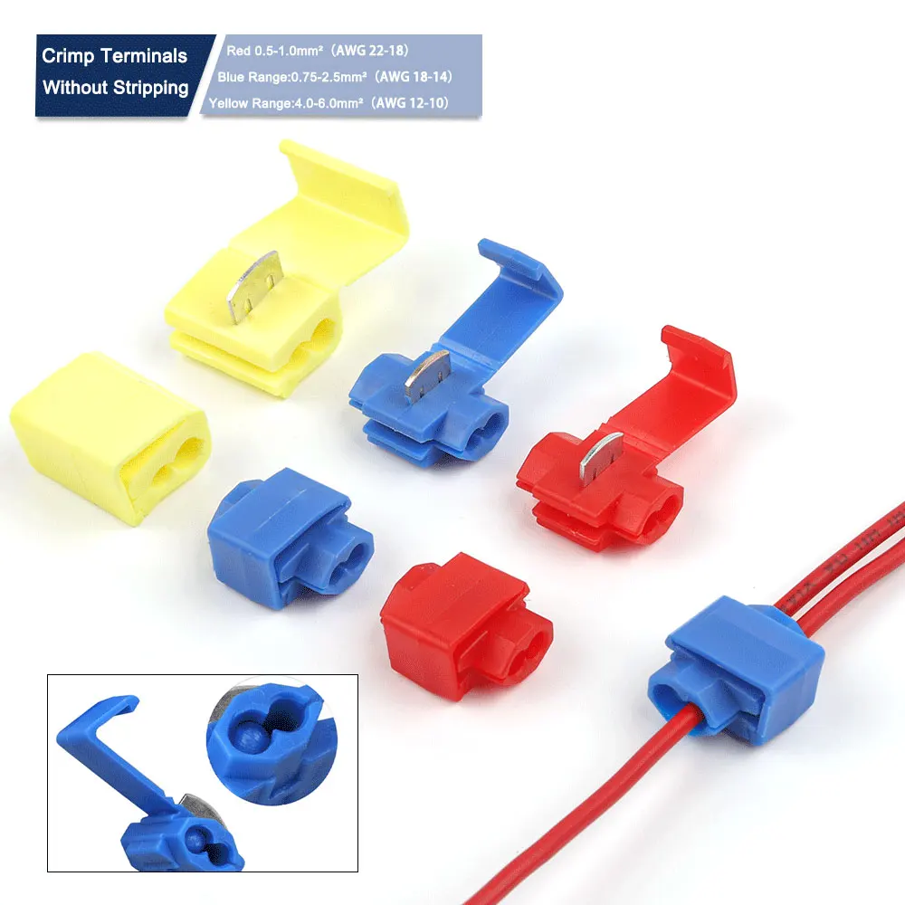 

Fast Wire Connectors Scotch Lock Electric Quick Splice Crimp Terminals Without Breaking Line Cable AWG 22-10 Red/Blue/Yellow