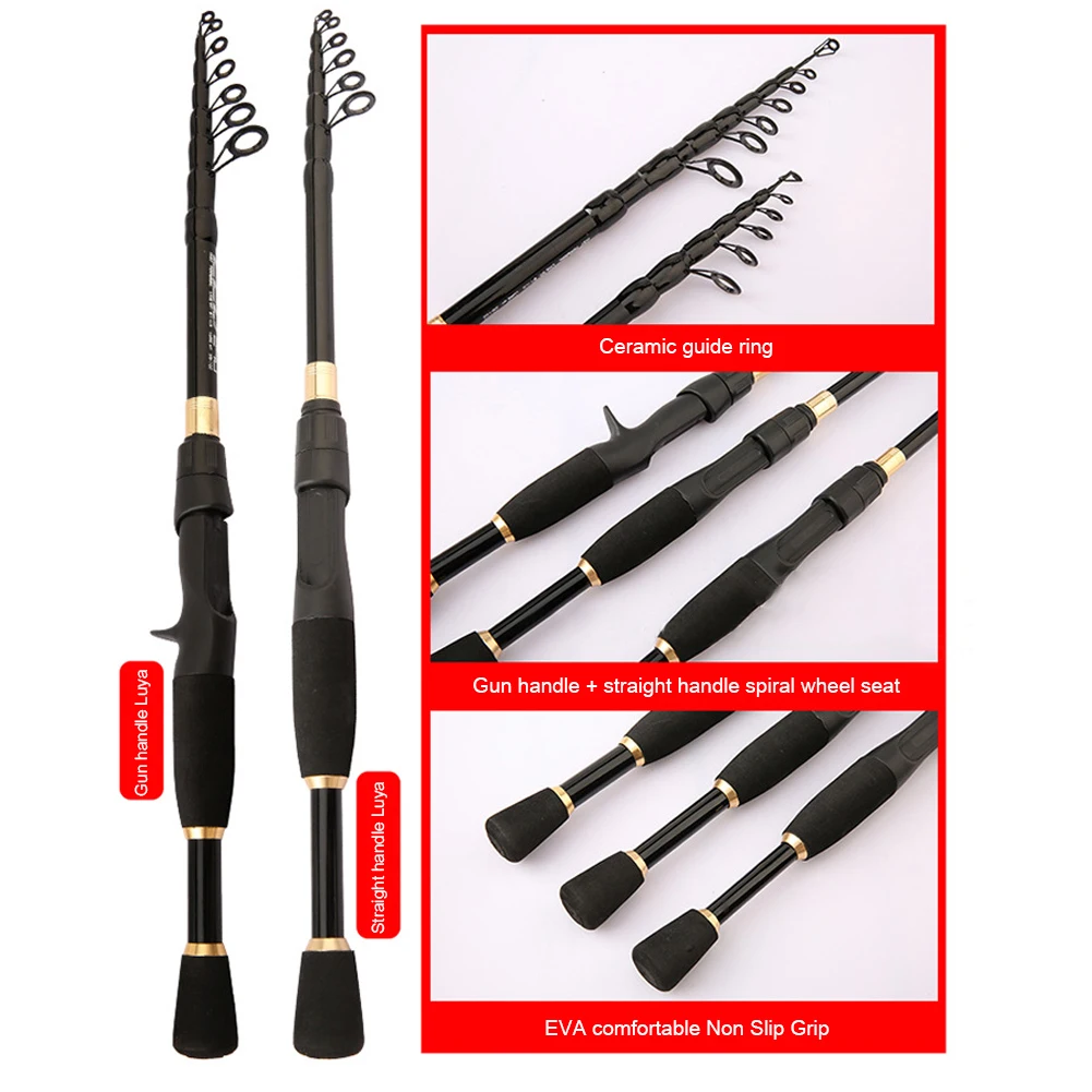 

Telescopic Rock Fishing Rod Spinning Fly Carp Feeder Carbon Fiber Pesca 1.6M 1.8M 2.1M 2.4M Mini Travel Rod Reel Seat TackleTool