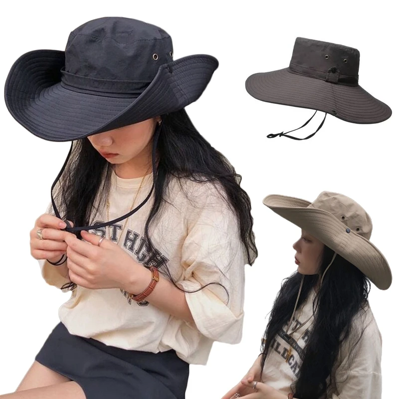 

Рыбацкая шляпа с широкими полями и ремешком для подбородка