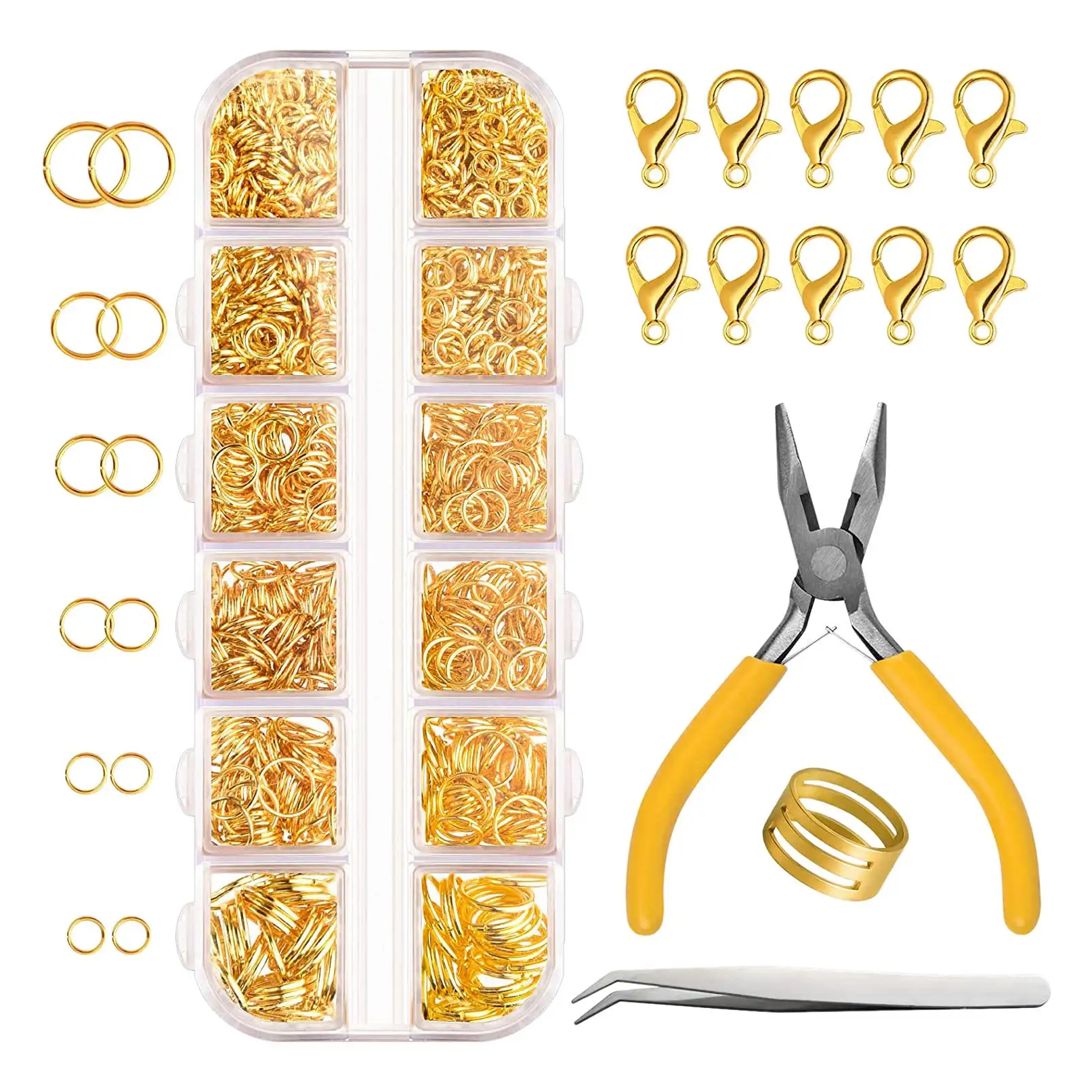 

1544 Pcs Jump Rings Kit Open Jump Rings Gold Jewelry Making Kit for Making Earring Necklace Bracelet Jewelry Supplies A