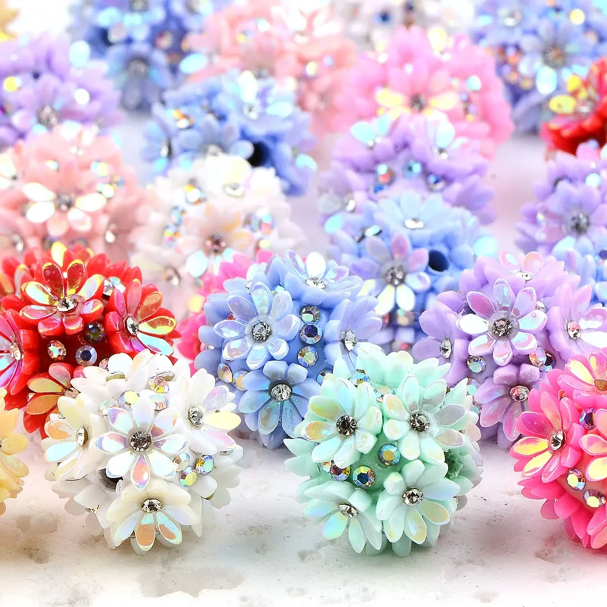 6 шт. 2 см разные цвета круглые акриловые бусины в форме лепестка высокое качество