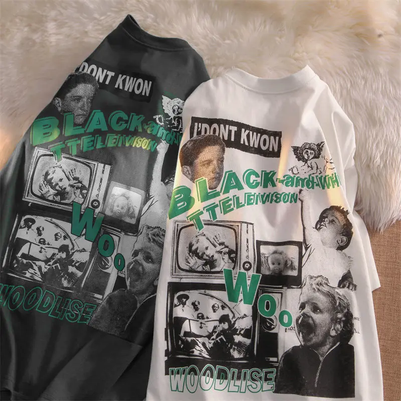 

2023 Unisex T-shirt Hiphop Streetwear T Shirts 2000s Clothes Y2k Harajuku Blouse Clothing Men Print Graphic Tshirt Oversize Tees