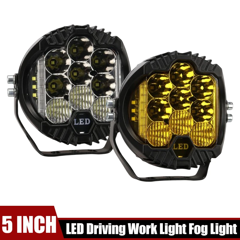 

Светодиодсветильник фара в сборе, противотумансветильник Фара 5 дюймов для вождения автомобиля, джипа, внедорожника, грузовика, лодки, внед...