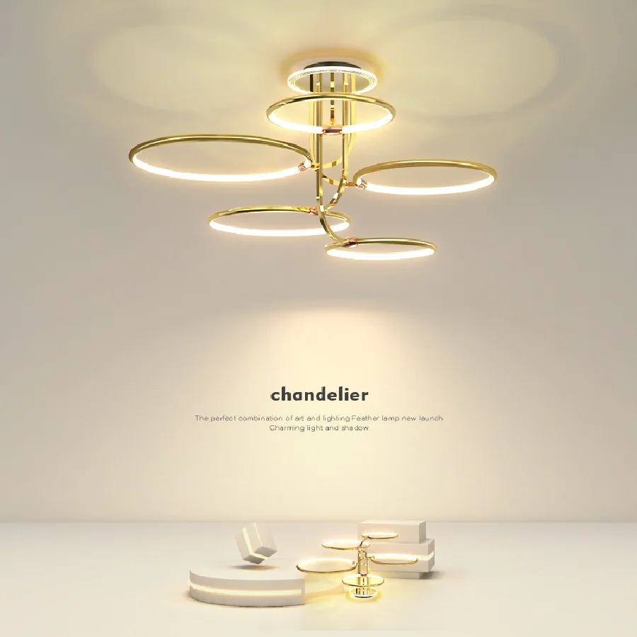 

Позолоченная светодиодная Люстра для гостиной, современные потолочные светильники, освещение для спальни