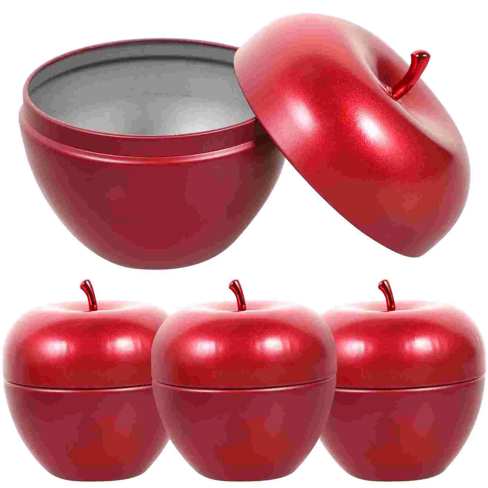 

4 Pcs Apple Jar Coffee Beans Supply Go Food Containers Lids Snack Can Glass Spice Apple-shaped Creative Tea Canister