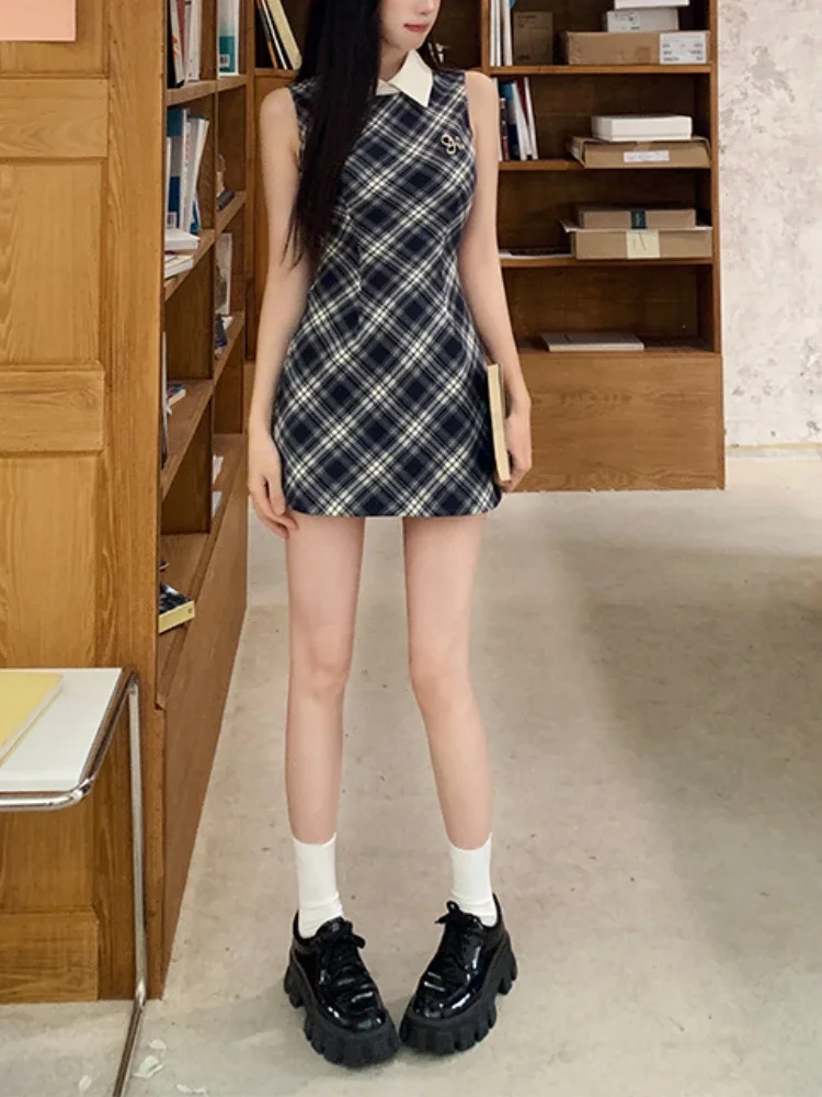 Винтажное клетчатое платье 2000s Y2k Cltohing женское элегантное облегающее тонкое