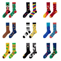 new couples socks multicolor combed cotton hand sewing ab cotton socks creative cartoon long cotton socks for men and women
