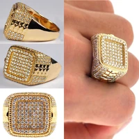 punkboy hot sale mens gold color ring for party full bling iced out cubic micro paved cz crystal luxury hip hop rings jewelry