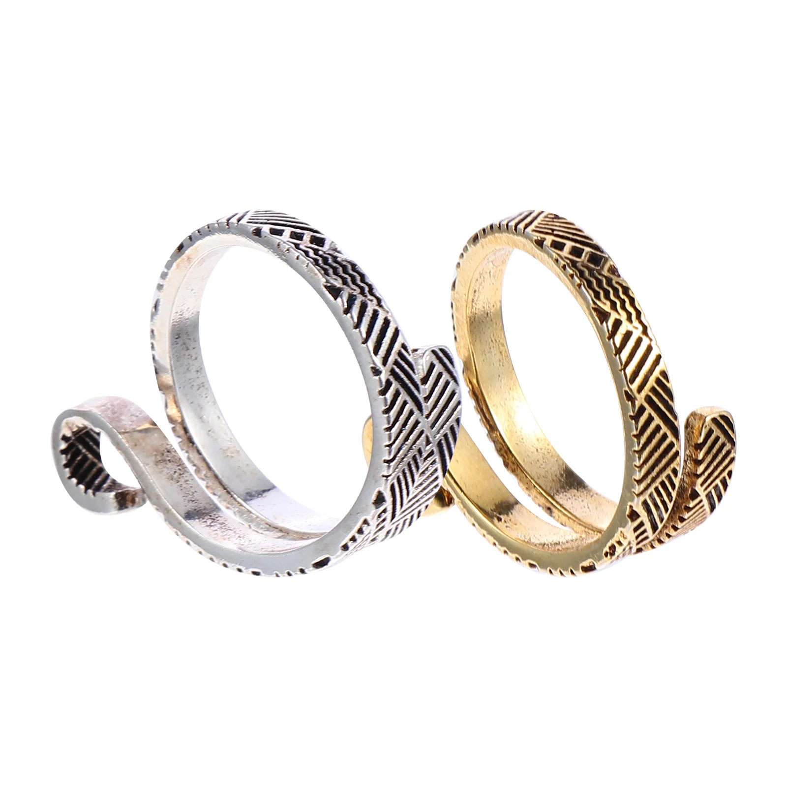 

2 Pcs Money Hook Vintage Ring Finger Knitting Sewing Tool Metal Winder Jewelry Retro Crochet
