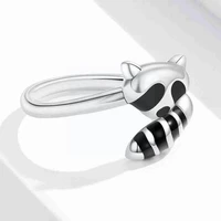 adjustable open ring raccoon fox shape jewelry accessories animal ladies cute rings birthday gift women p3x7