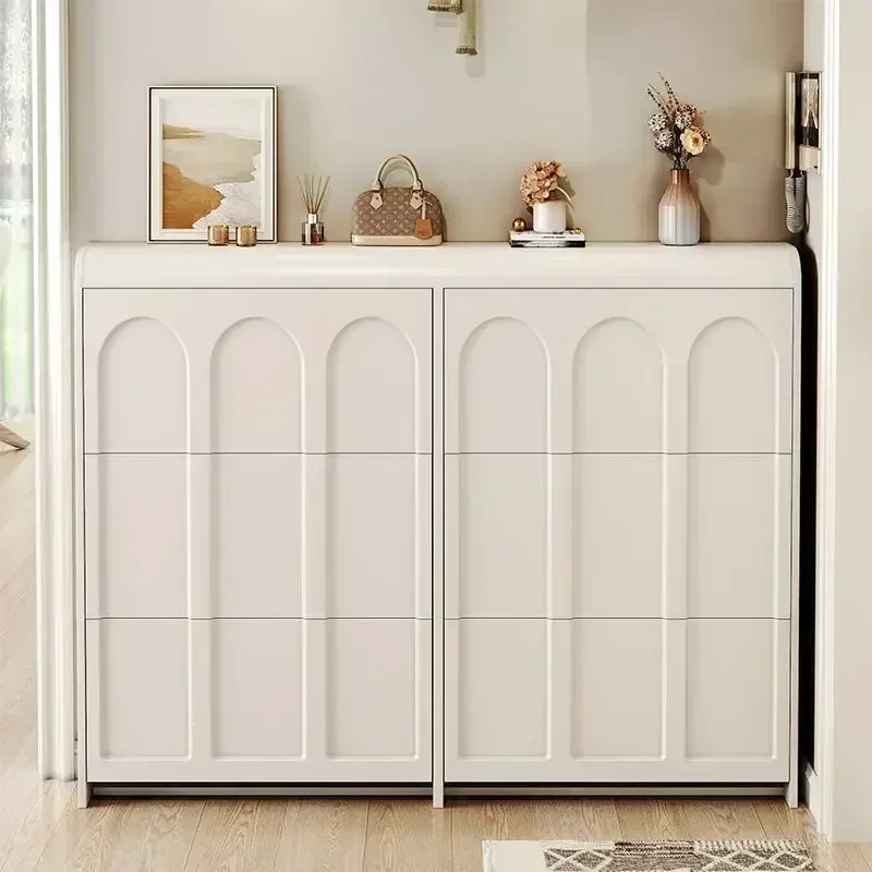 Деревянные шкафы для обуви в минималистском дизайне гостиной органайзеры