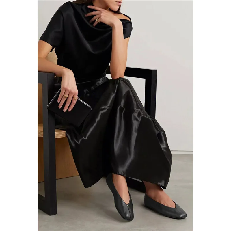 The Women Flat Shoes Row New Soft Sheepskin Ballet Flat Shoes Women's Round Toe Casual Shallow Mount Single Shoes