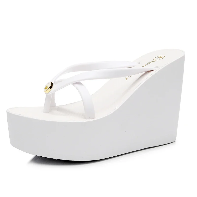 Новые тапочки Dames Zomer Sleehak 8-11 см Dke Zool Kromming Fit Boog Strand Vakantie Antislip Effen Kleur Clip Slippers