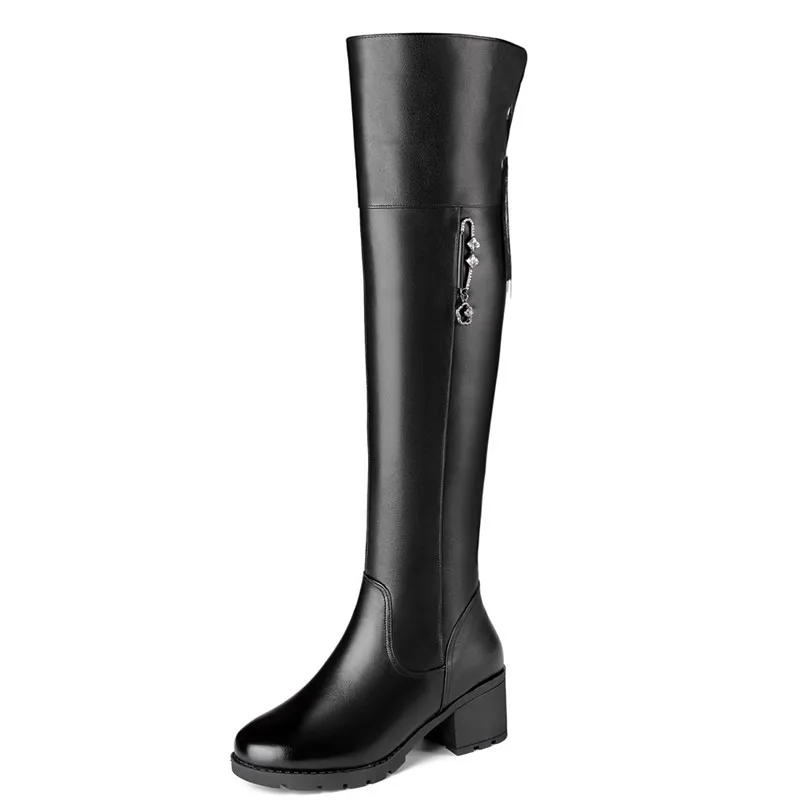AIYUQI Womens Knee High Boots Winter 2023 Genuine Leather Women Long Boots Stylish Warm Wool Whiny Women High Boots