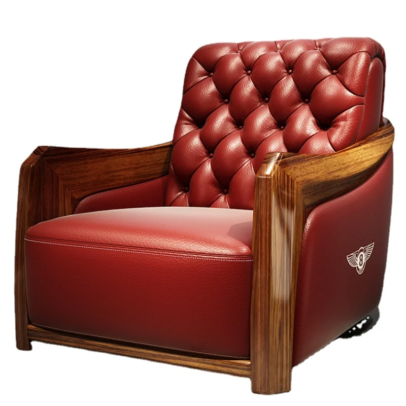 

High quality black gold wood single sofa chair leather top leather American high back luxury tiger chair single sofa